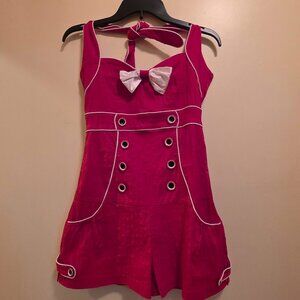 Voodoo Vixen Red Nautical Halter Playsuit S